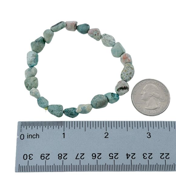8mm-9mm Frosted Amazonite Beaded Stretchy Bracelet 6.5" - Picture 4 of 4